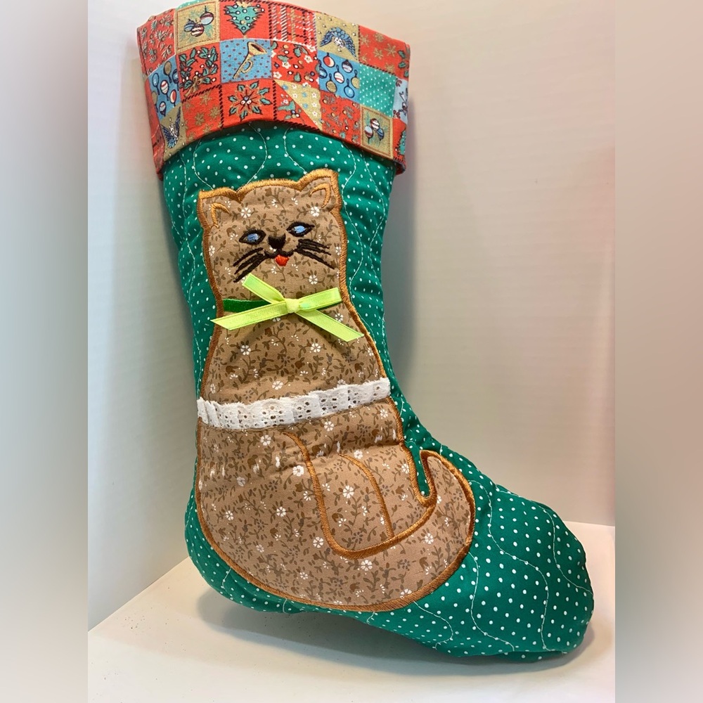 Quilted Cat Christmas Stocking